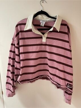 Champion Pink & Burgandy Striped Rugby Polo